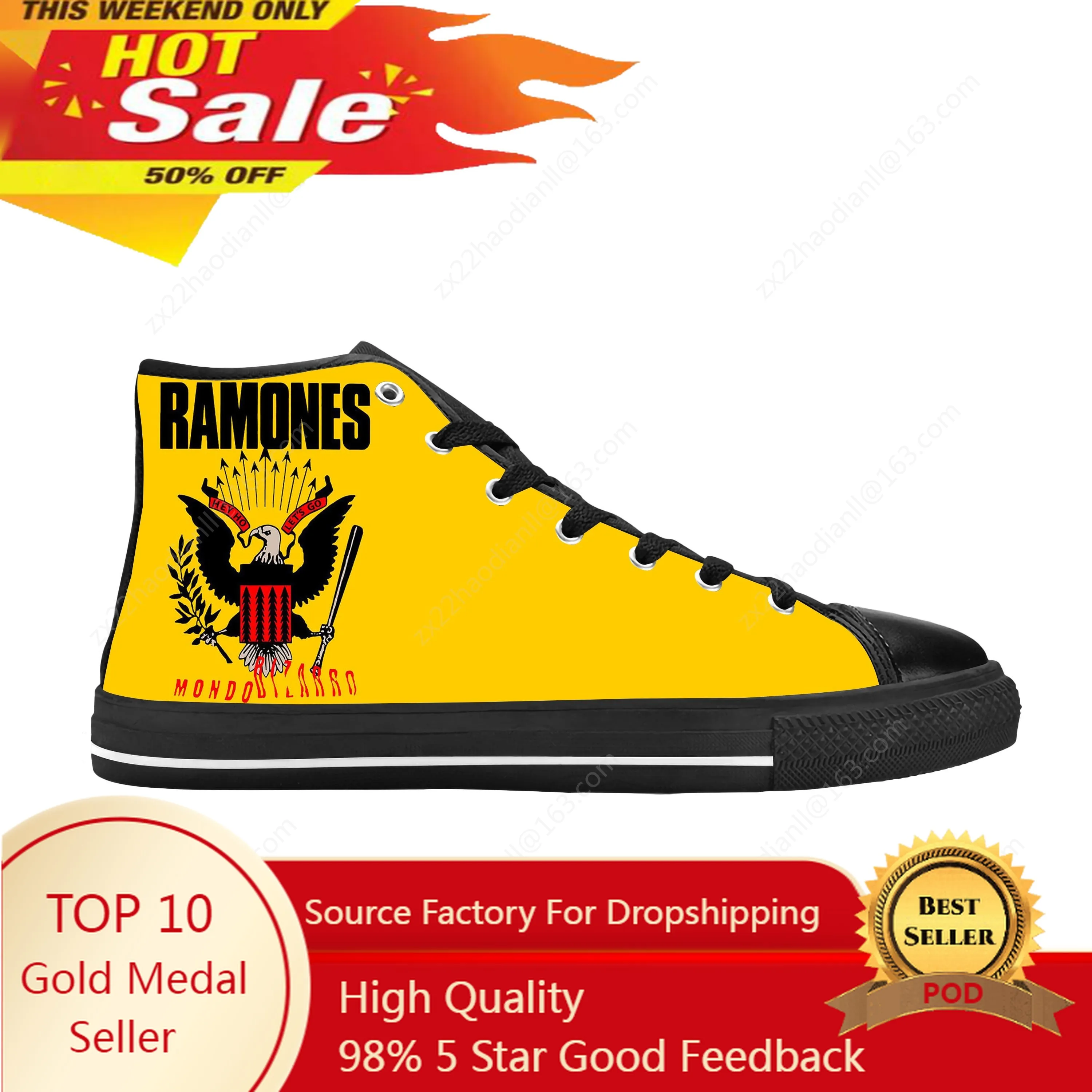 

Hot Punk Rock Band Music Singer Ramone Seal Eagle Casual Cloth Shoes High Top Comfortable Breathable 3D Print Men Women Sneakers