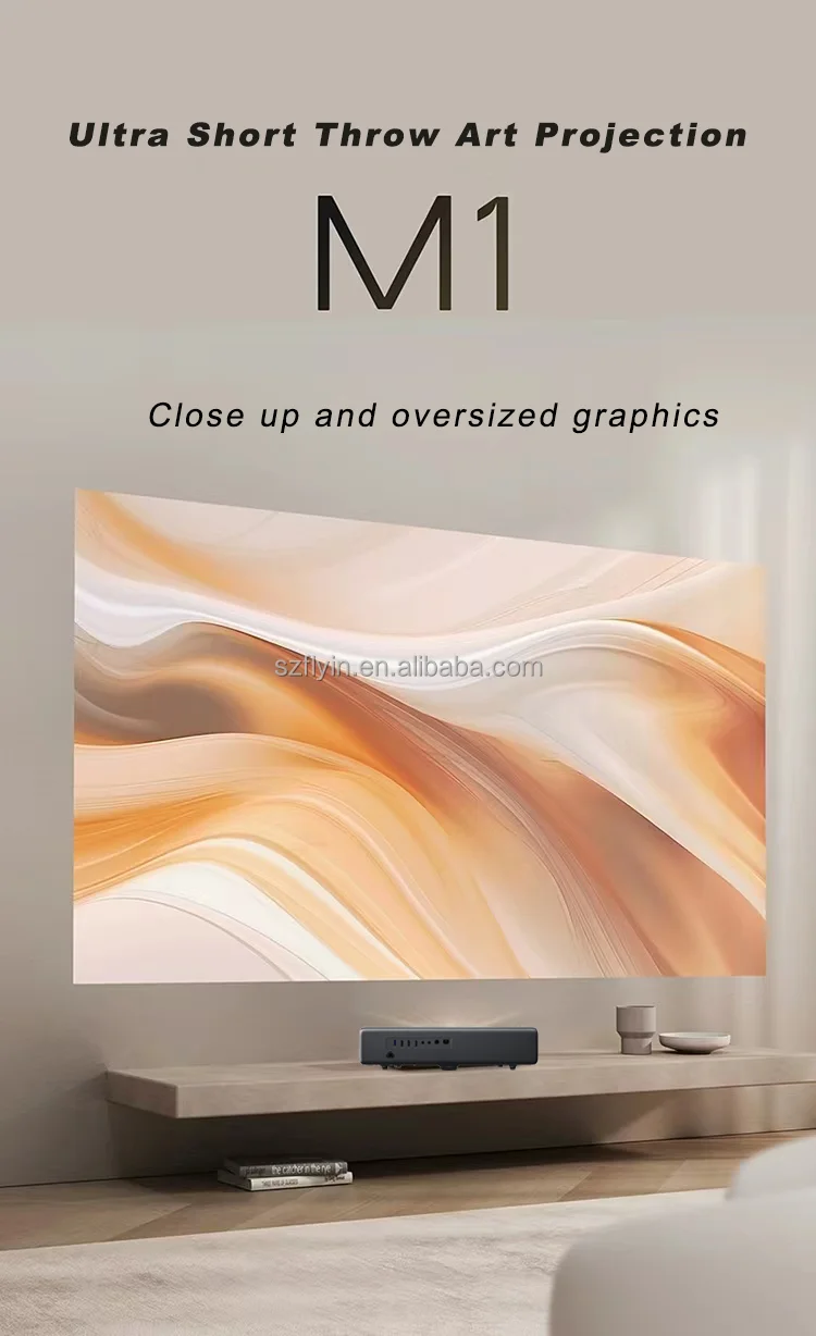Flyin M1 5000 Lumen 3D 4K Android Proyektor Home Theater Ultra Short Throw Layar 300 Inci Proyektor TV Laser Portabel 1080P AS