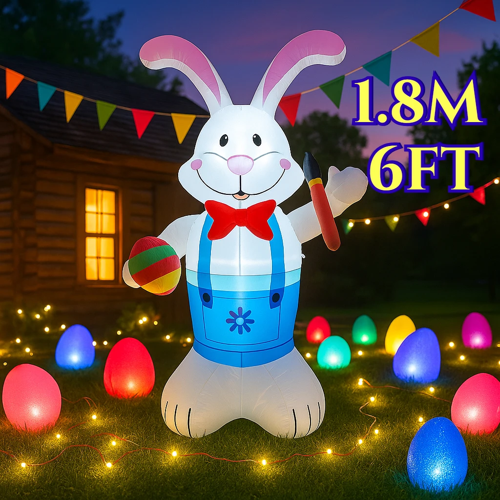 

Пасхальные уличные праздничные украшения 1,8 м/6 футов надувной принтер кролик декор светодиодные фонари модель садовая вечеринка реквизит украшения
