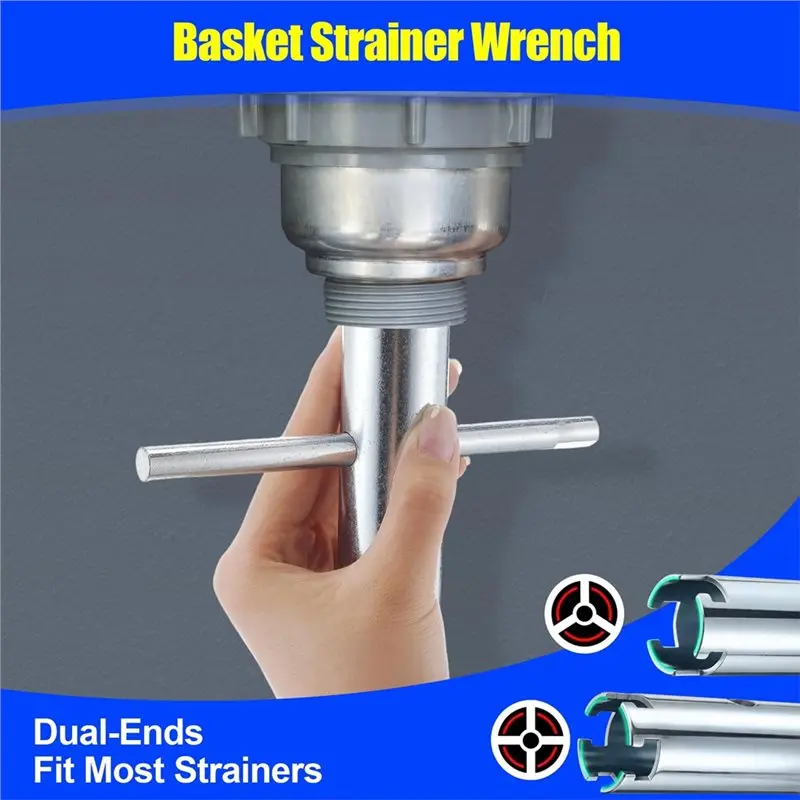 Light Weight 3 Way Sink Strainer Wrench, Basket Strainer Wrench With Sliding Handle, Multifunction Plumber's Tool