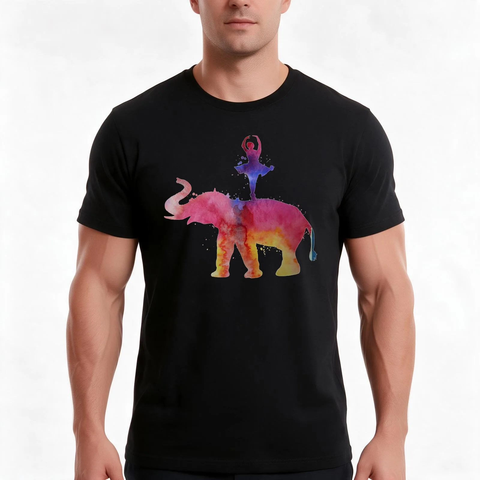 Elephant And Ballet dancer T-Shirt, Summer Casual Cotton Tee, Oversized Streetwear Tops, Vintage Graphic Print, Unisex Men Women