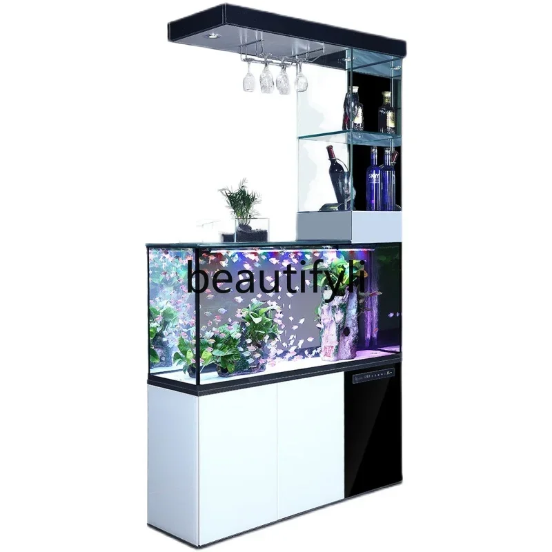 Partition cabinet, entrance cabinet, shoe cabinet integrated simple screen fish tank aquarium