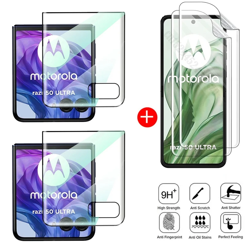 Safety Hydrogel Film For Motorola Moto Razr 50 Ultra Full Cover Tpu Soft Film For MOTO Razr Plus 2024 Screen Protector Glass