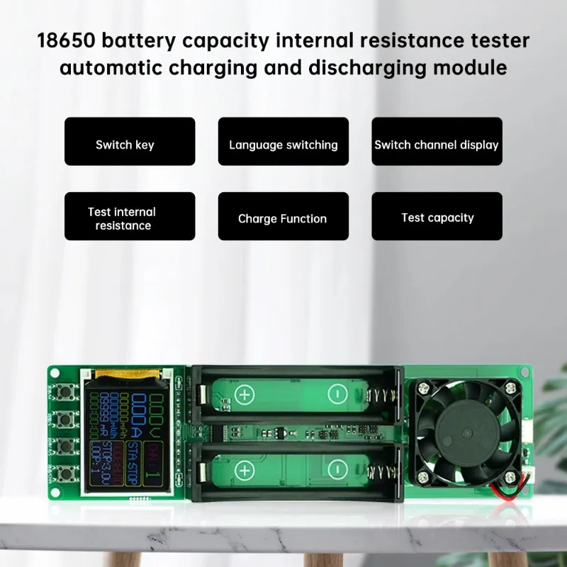 DC5V 2 Channel Multifunction 18650 Lithium Battery Resistance Tester Capacity Tester Charge/Discharge Tester LED Display Charger