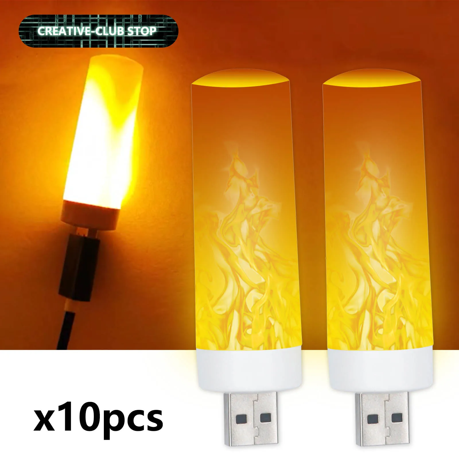 Lâmpadas LED de chama simulada, acessórios eletrônicos para casa, lâmpada de efeito chama, decoração do jardim, 10pcs