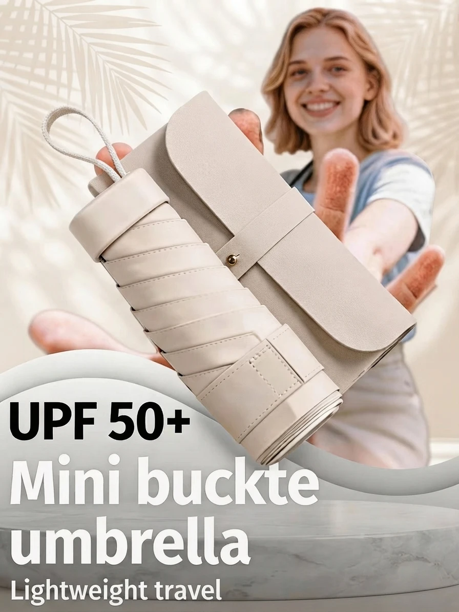 Mini-Kapsel-Regenschirm, Dual-Use für Regen und Sonne, tragbarer Outdoor-Reise-Parasol, leicht, einfach zu tragen, kompakte Taschenformatgröße, UV-Schutz