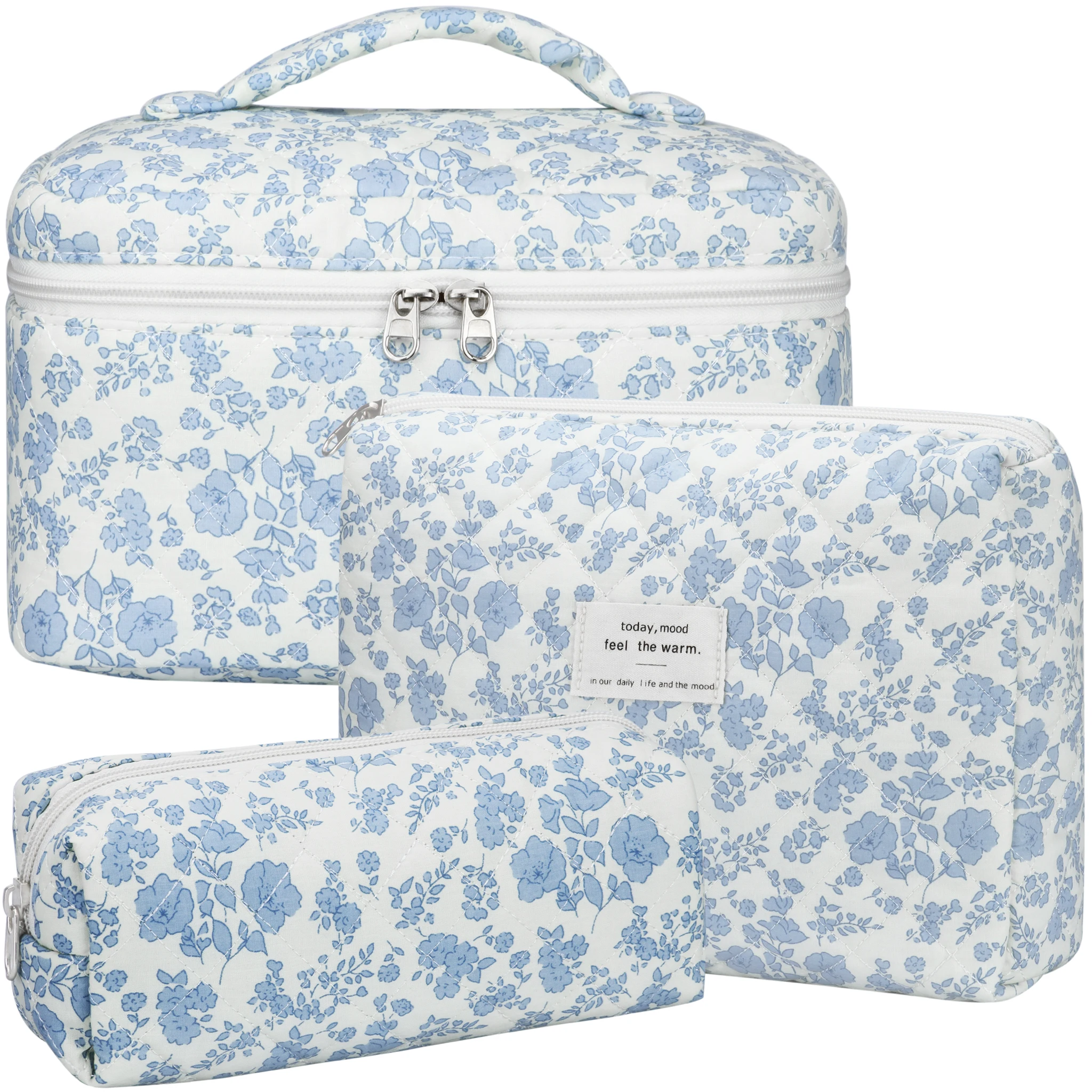 

Vintage Women Floral Print Cosmetic Pouch Handbag Travel Orgainzer Make UP Storage Bag Large Capacity Quilted Bag For Gift