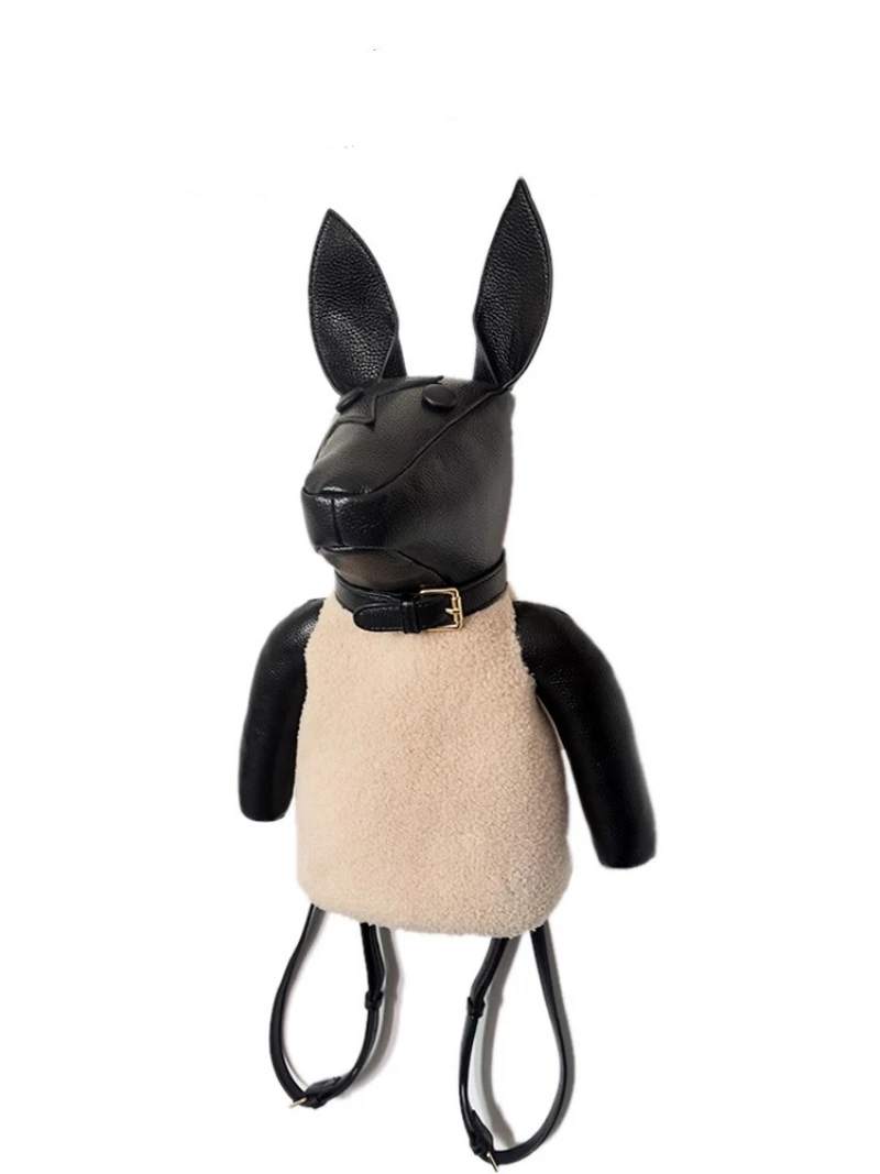 

Нишевый дизайн, женский рюкзак в форме кролика, сумка для книг в форме куклы для взрослых, зимняя школьная сумка в форме животных из искусственной кожи, женская