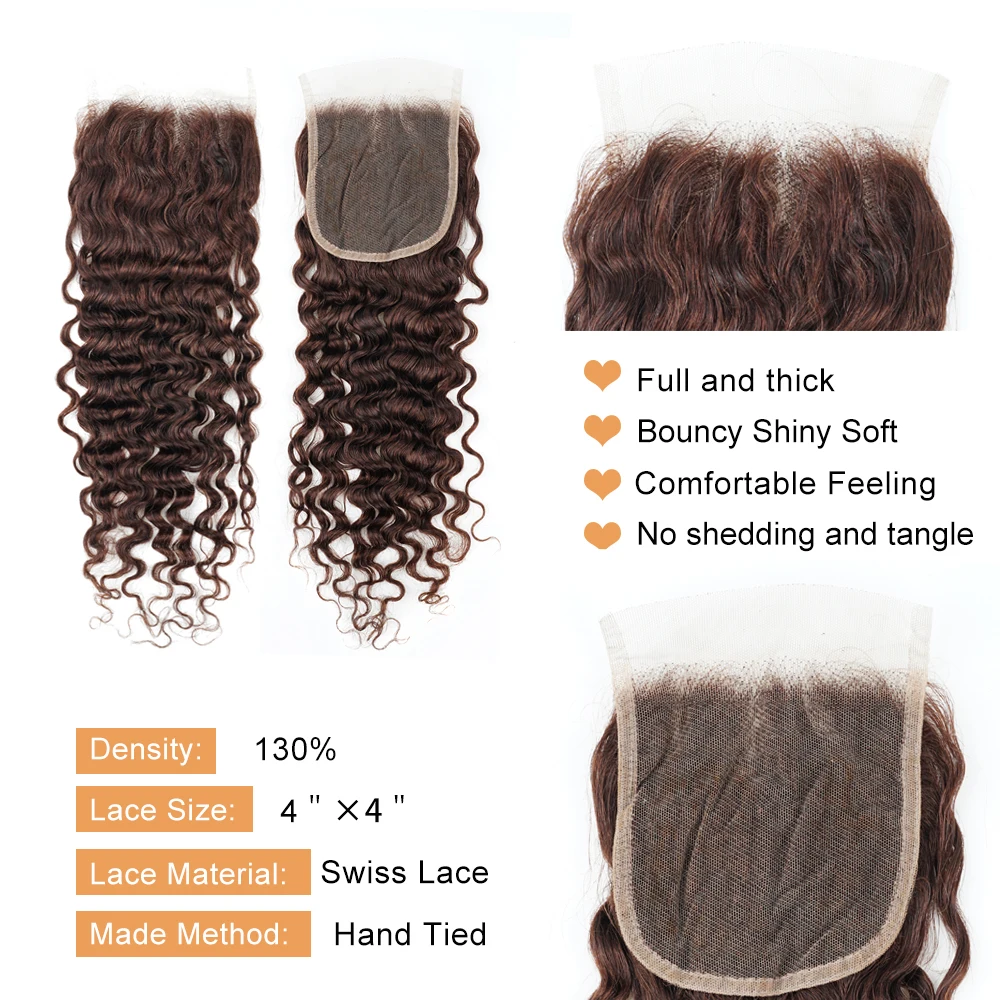 4*4 Lace Closure Water Wave Hair Dark Brown 1B 27 Ombre Honey Blonde Color 10-20 inch Remy Human Hair Closure MOGUL HAIR