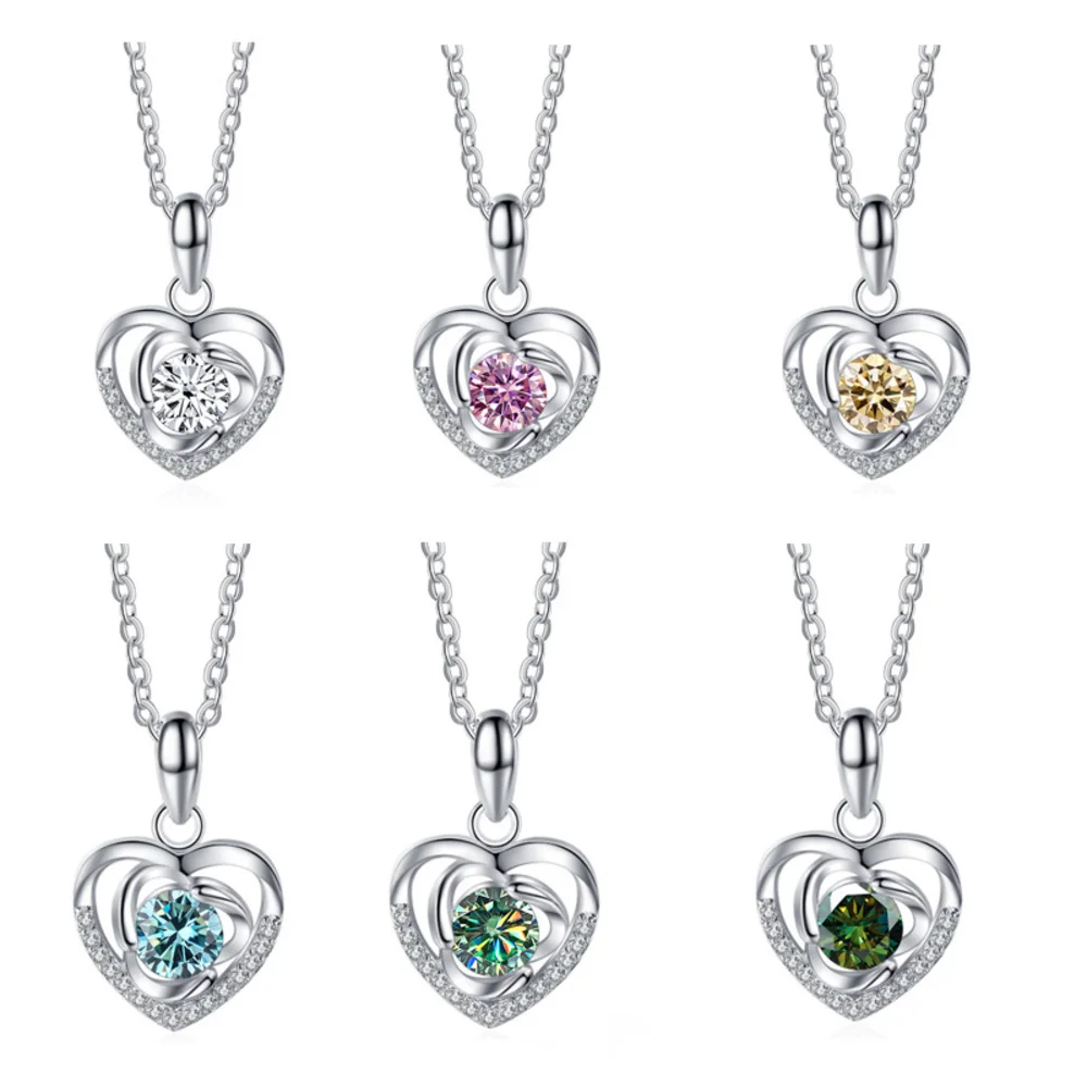 

JellyStory 1.0ct Heart Moissanite Pendant For Women Sparkly Imitation Diamond Jewelry 925 Sterling Silver Fine Jewelry Gift