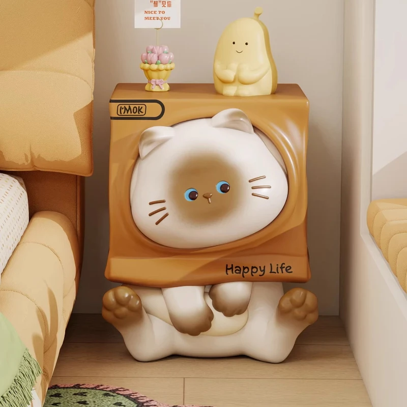 

Cat carton bedside table substitute small side few creative cute bedroom small children's room bedside table rack