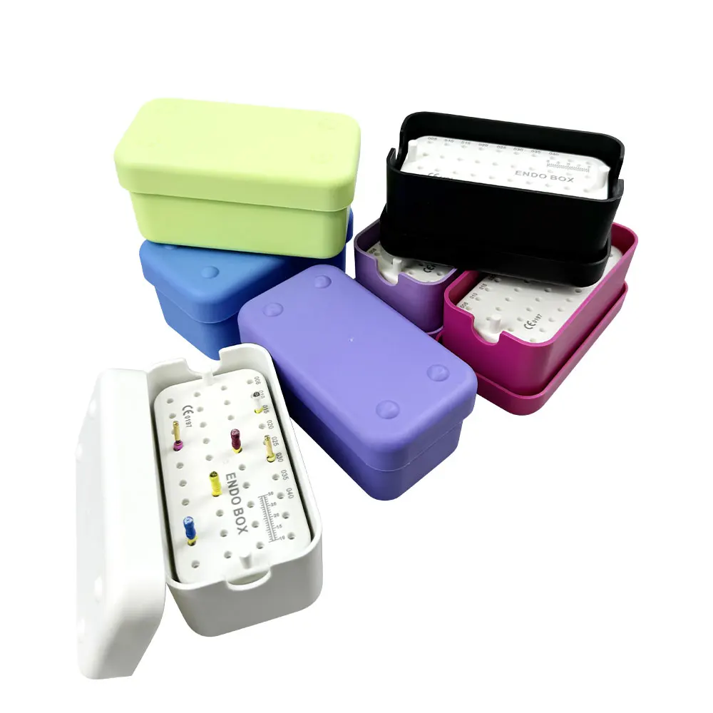 

40 Hole Colored Plastic Dental Endo Box File Needle Disinfection Box Sterilized Autoclavable With Measuring Clinic Tool Supplies