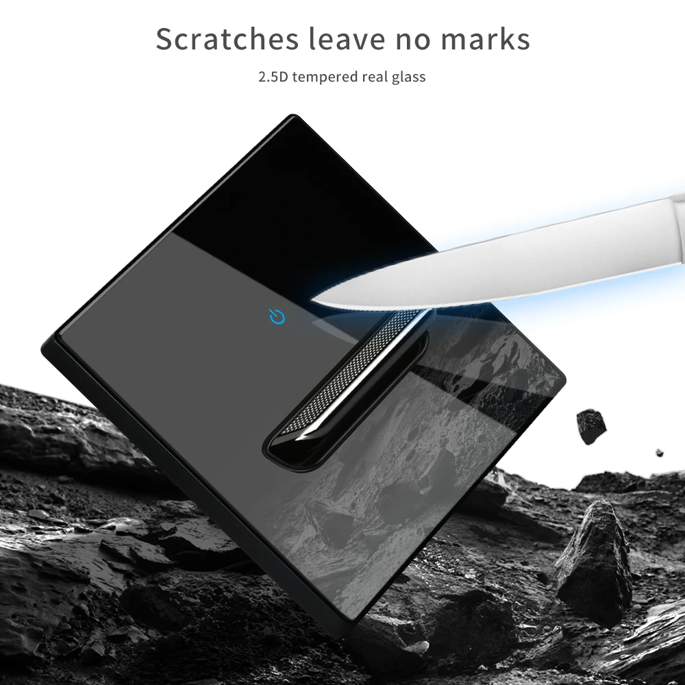 Botão chave de piano interruptor de luz padrão tomada bidirecional plugue USB UE/Reino Unido painel de vidro preto interruptor de parede luz LED UE Reino Unido 16A soc