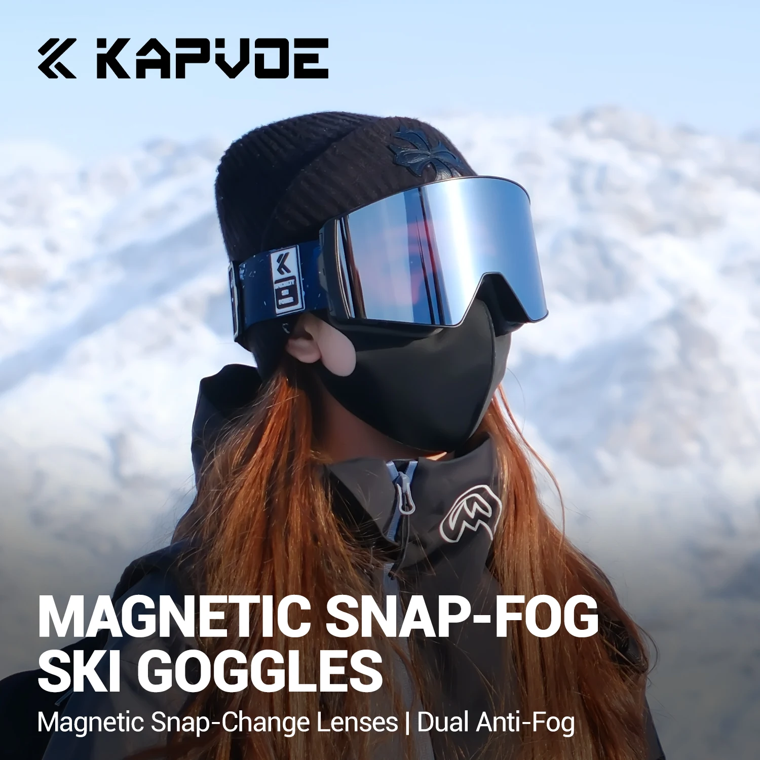 KAPVOE Hot Outdoor Photochromic Ski Goggles Winter Snow Sports for Unisex Snow Glasses UV400 Anti-fog Magnetic Snowboard Glasses