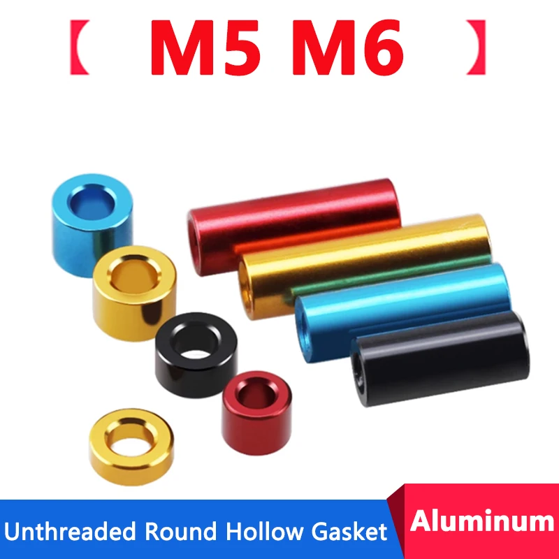 

10pcs M5 M6 Aluminum Bushing Washer Gasket Unthreaded Round Hollow Standoff Spacer Sleeve Anodizing Colorful OD 10-15mm