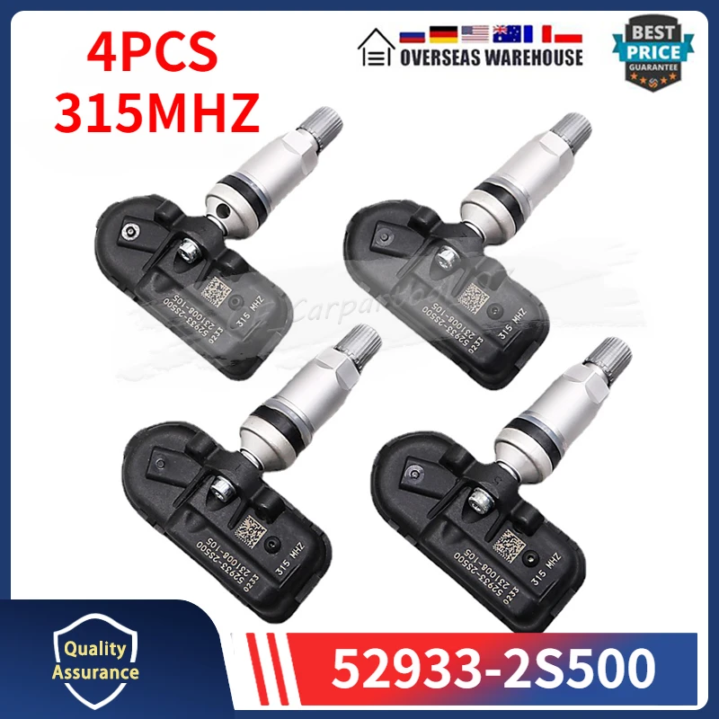 52933-2S500 For Hyundai Tucson Kia Sportage 315MHZ TPMS TIRE AIR MONITOR PRESSURE SENSOR 4PCS Tyre Pressure Sensor 52933-2S510