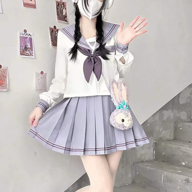 2025 NewJapanese uniforme escolar chica Jk trajes de marinero tres conjuntos populares Falda plisada Sexy Fuku Anime COS disfraces de graduación AA