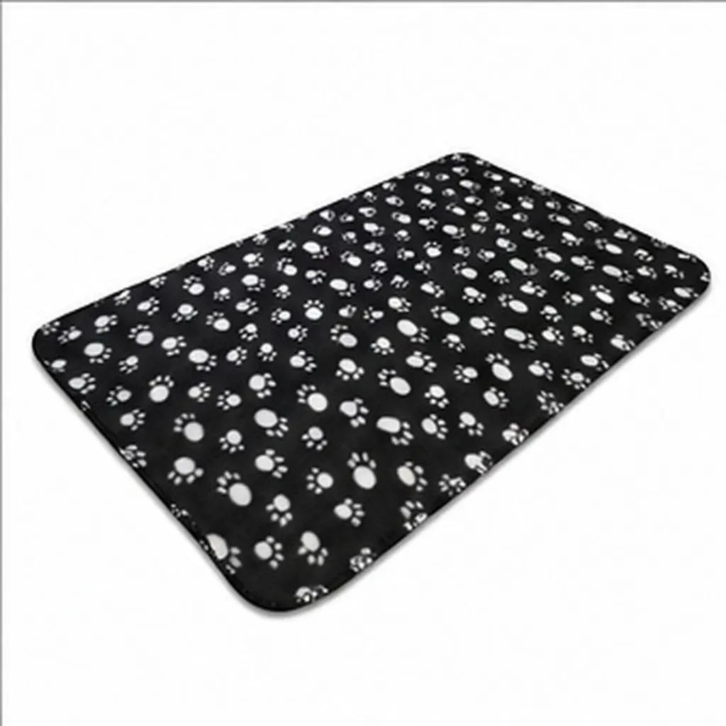 Black Pet Dog Cat Double-Sided Fleece Blanket Warm Soft Cushion Mat for Floor Car Seat Protection Pet Bed Mat