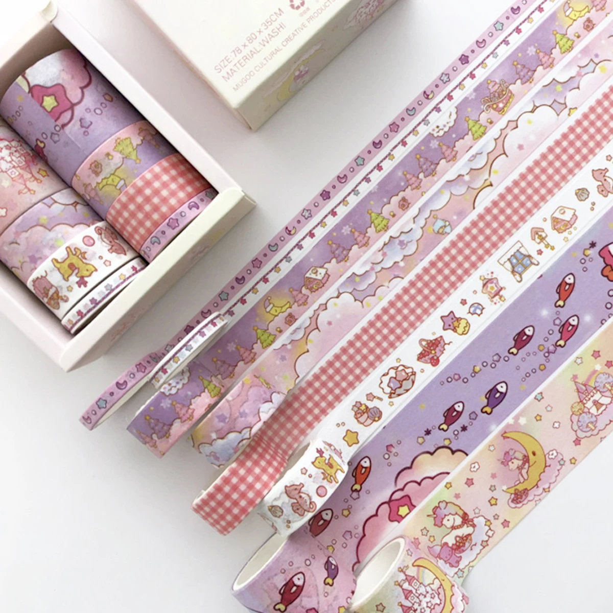 8 Volume Decorative Washi Masking Tape Set DIY Journal Scrapbooking Sticker Adhesive Tape Back To School Stationery Supplies