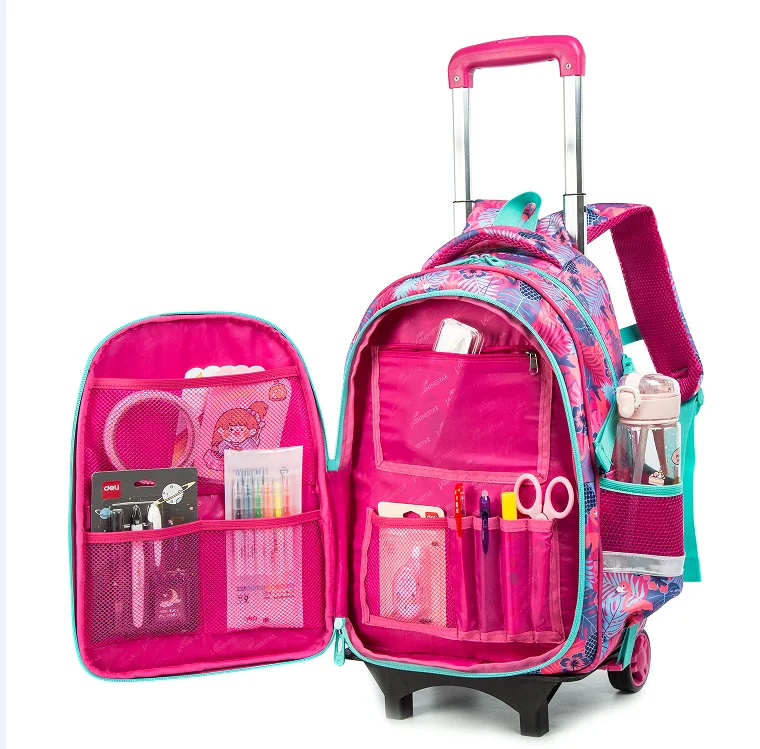 16 Inch 3 pcs set School Wheeled Trolley Bags Lunch bag Kids School Rolling backpack Wheeled Backpack School Bags with wheels