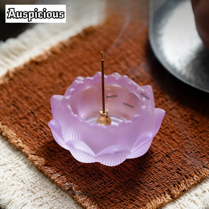 ZAEYORIA Handmade Purple Lotus Crystal Incense Holder Mist Smoking Steamers Incense Burners Consecrate Censer Tearoom Ornaments