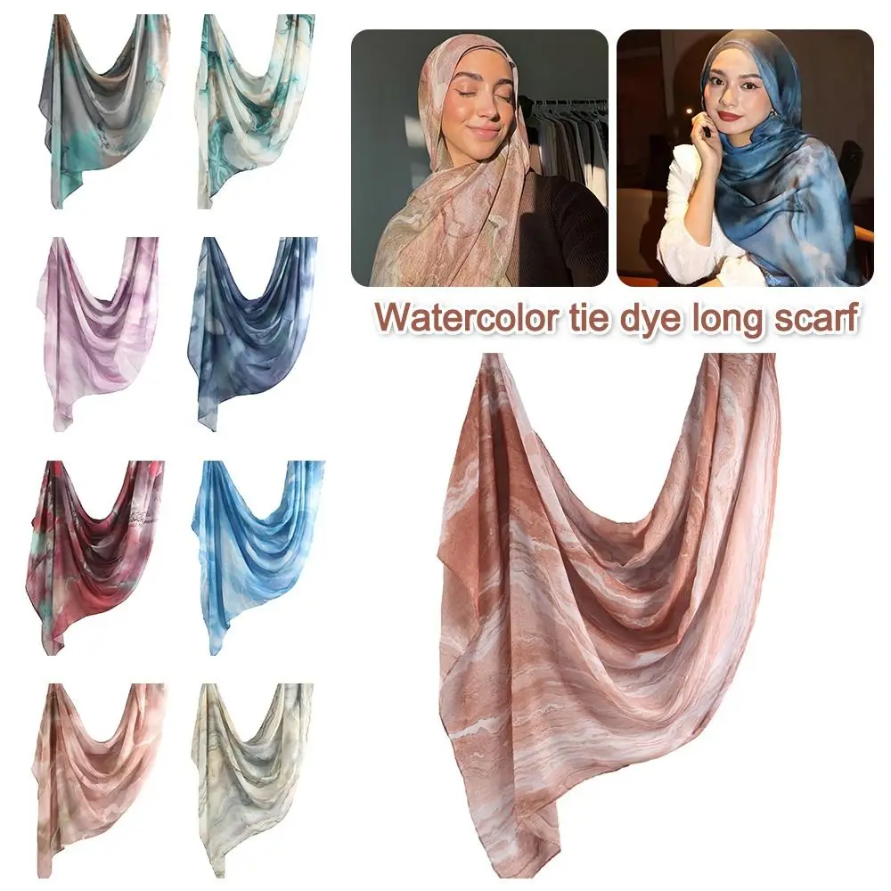

Модная акварельная серия, шаль, гладкая, мягкая, дышащая, хиджаб, шаль, солнцезащитный крем, длинные накидки для женщин