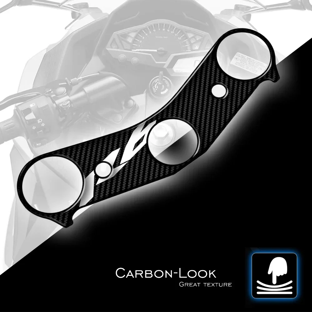 3D Motorrad Carbon-Look Upper Triple Yoke Cover Schutz Aufkleber Aufkleber Hülle für YZF R6 2017-2024