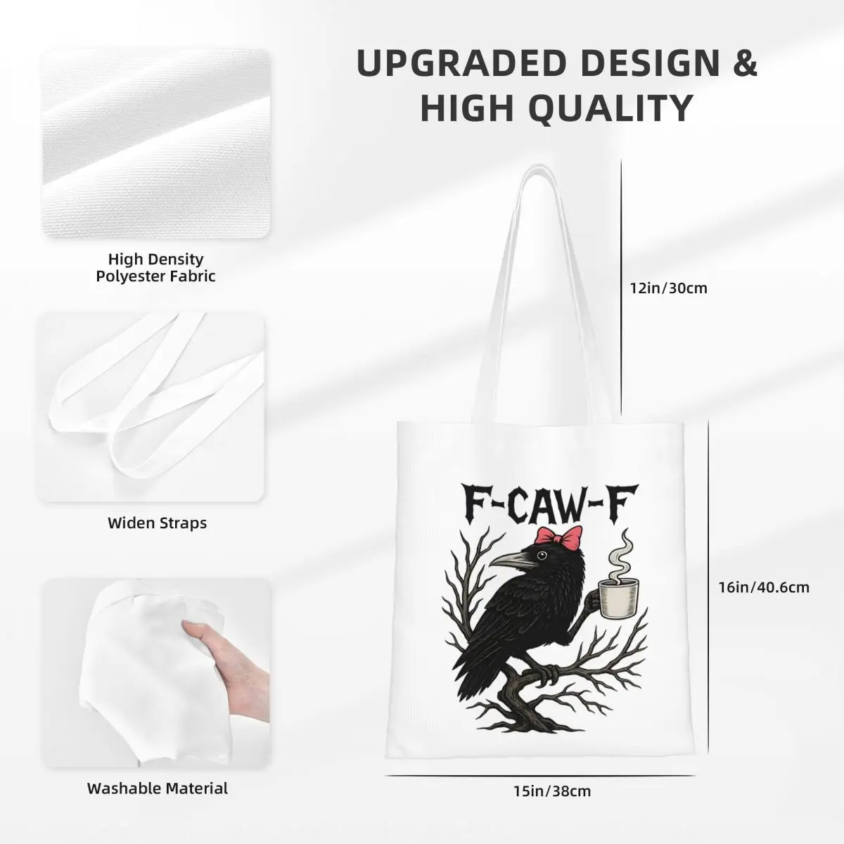 حقيبة يد قماشية من Humor Bird F-Caw-F قابلة لإعادة الاستخدام بتصميم فريد من نوعه للجنسين #6