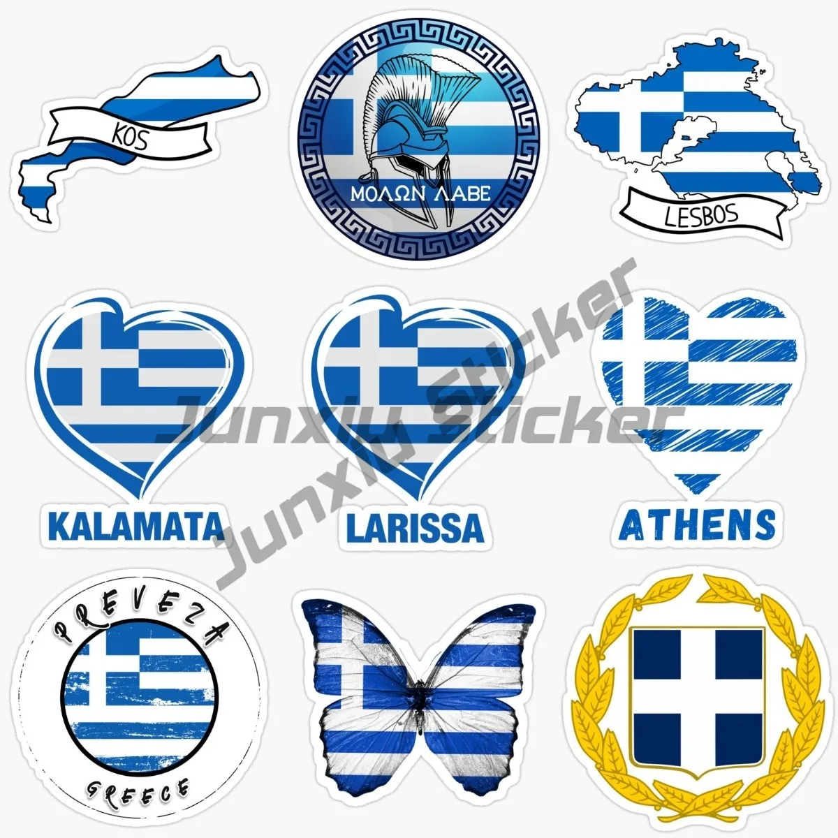 

Greece National Flag Map National Badge Car Sticker Decal City Shield Crest GR Country Code Flag Travel Stamp Accessories