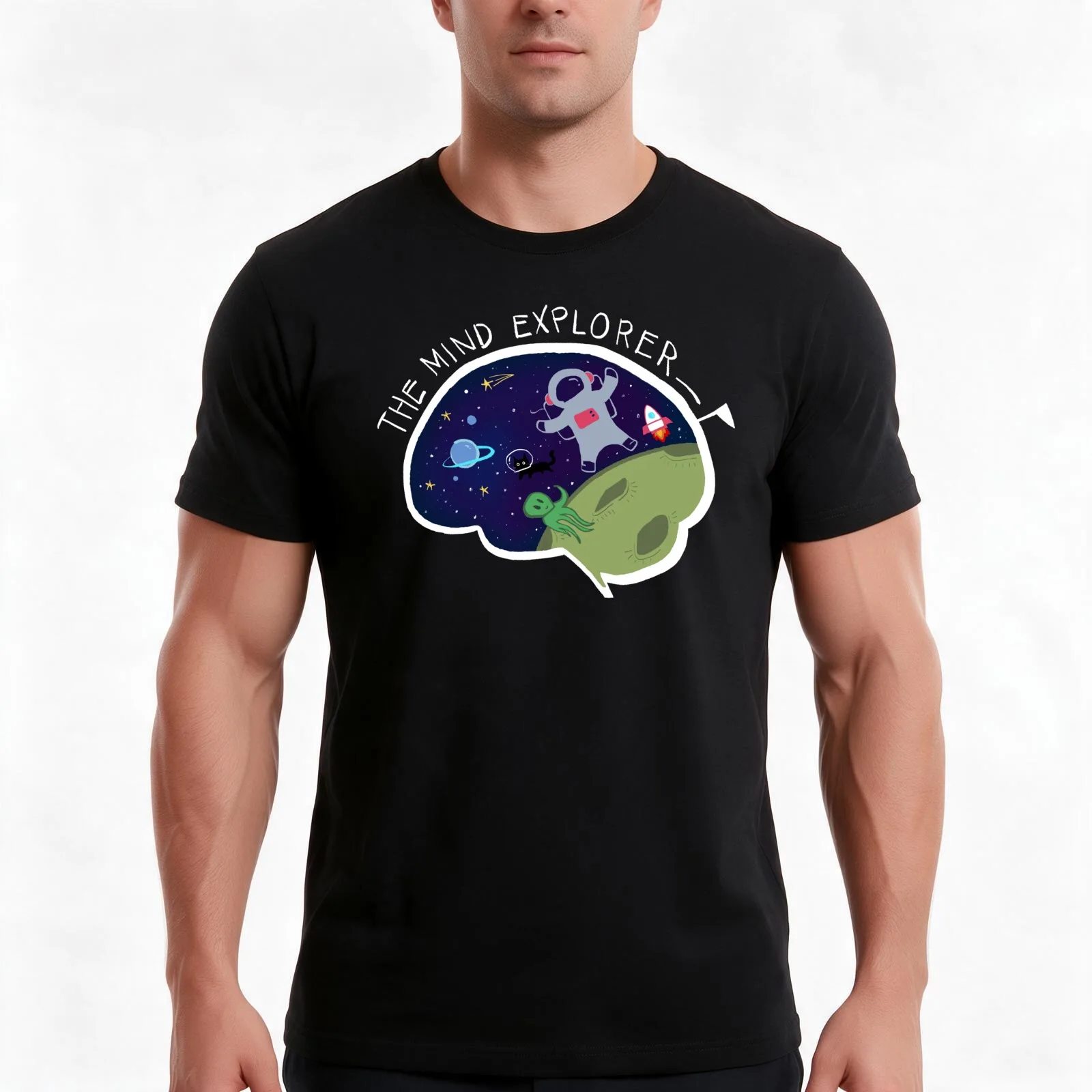You Are The Mind Explorer T-Shirt, Summer Casual Cotton Tee, Oversized Streetwear Tops, Vintage Graphic Print, Unisex Men Women