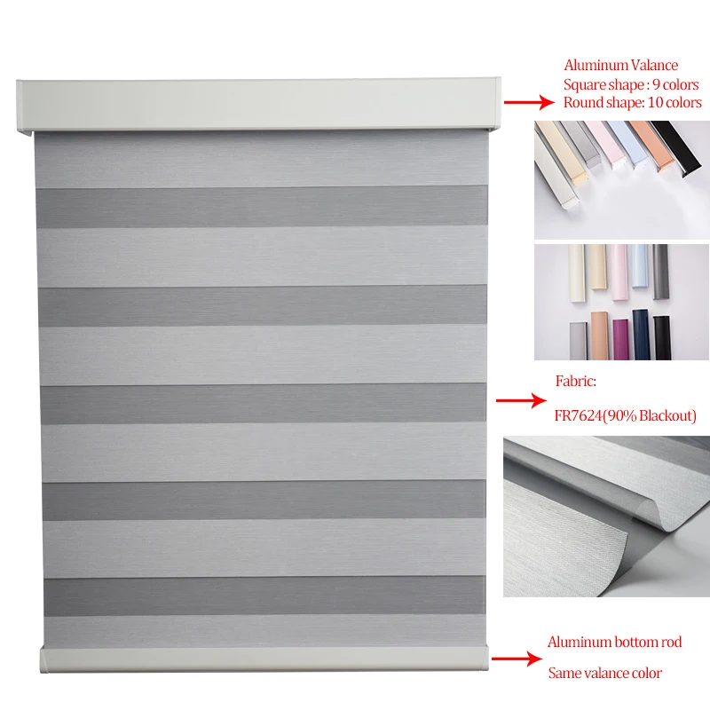 SmartMatte Blackout Cordless Zebra Blinds Double Layer Day and Night Roller Shades For Windows Smart Zigbee Blinds Custom Sizes