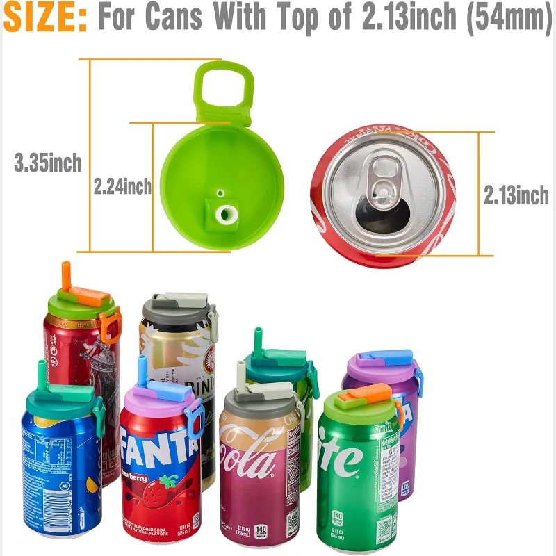 2-Color Soda Can Lids Creative Sealed Silicone Straw BPA-free Reusable Tank Cover For Canned Beverage, Juice, Seltzer