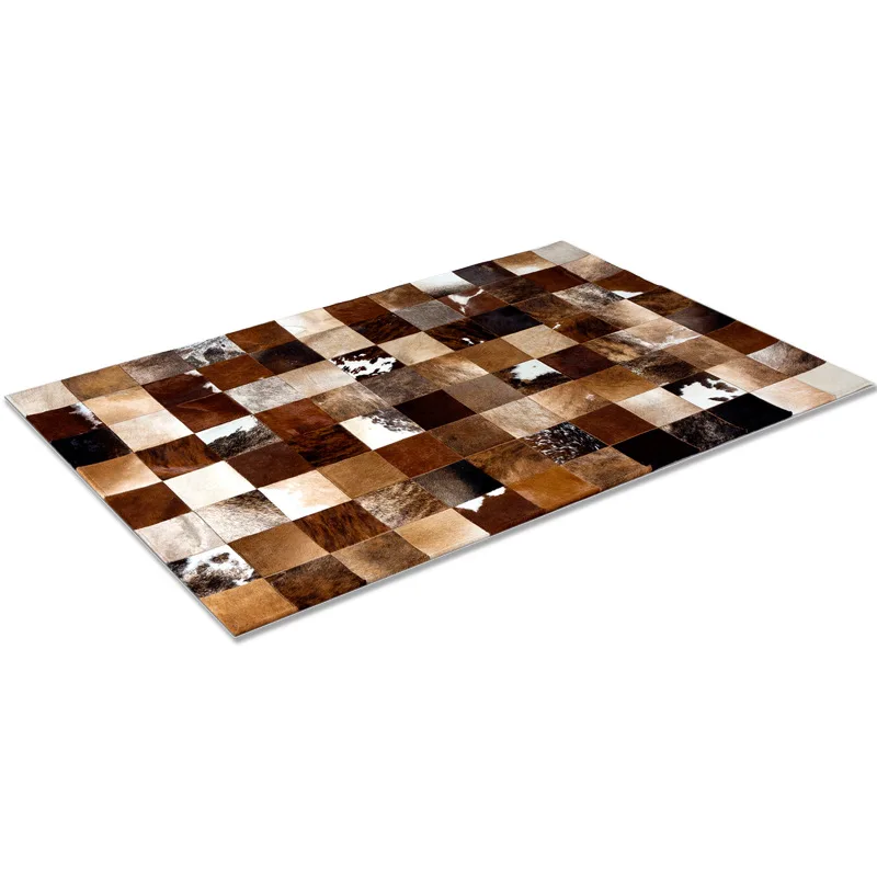 

Living room cowhide horsehair patchwork carpet, hand-woven decorative carpet
