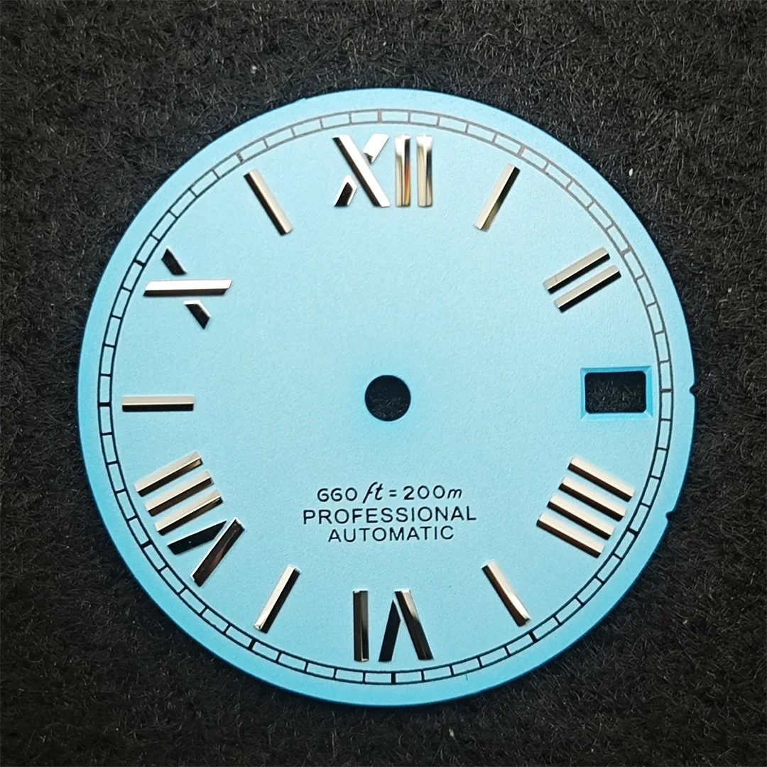 28.5mm Watch Dial NH35 Dial Roman Numeral Surface with Date Window Watch Faces Watch Replacement Parts for NH35 4R35 Movement