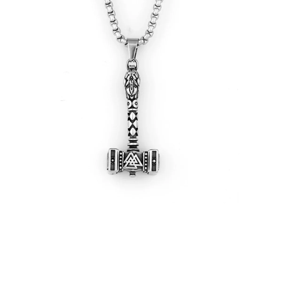 

Viking Thunder Hammer Rune European and American Trend Pendant Men's Personalized Hip Hop Pendant Necklace Jewelry