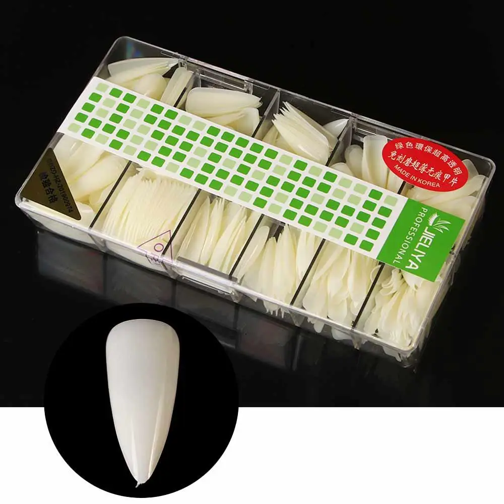 

Acrylic 500pcs Half Cover Full Cover Detachable Oval False Nails Nail Art Tips French Fake Nails Manicure