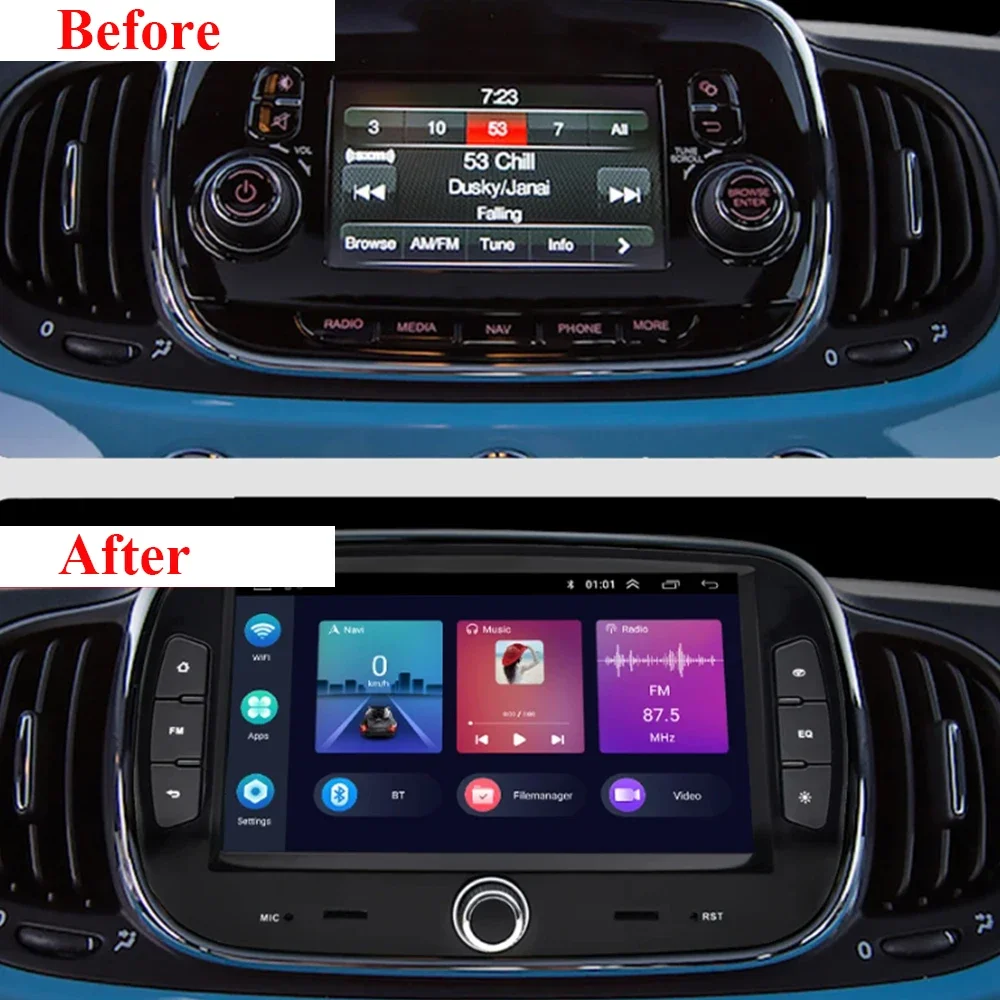 7inch For FIAT 500 2016 2017 2018 2019 Android Auto radio Multimedia Car Video Player Navigation Carplay Stereo Screen DVD WIFI