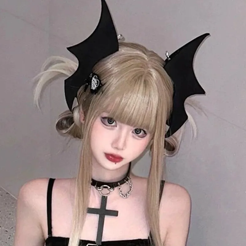 جديد هالوين الظلام الخفافيش أجنحة مشبك شعر البلاستيك القوطية الجانب مقاطع ملحق تأثيري الأسود الشيطان أغطية الرأس موضوع ملابس الحفلات دبوس الشعر #2