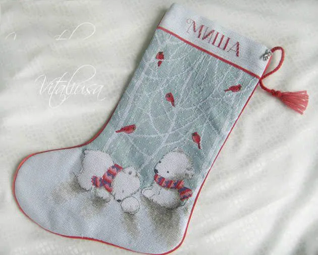 Cross stitch Kit Canvas Cross Stitch Embroidery Set Craft  25-Dim 08902 Small Polar Bear Christmas Socks 38-64 Cross Stitch Set