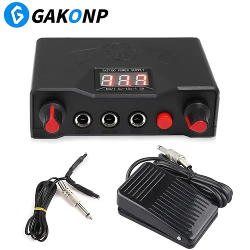 Kit de energía para tatuaje, Cable de Clip para Pedal de pie de modo Dual LCD Digital para pistola de tatuaje rotativa y bobina, Kit de accesorios para tatuaje