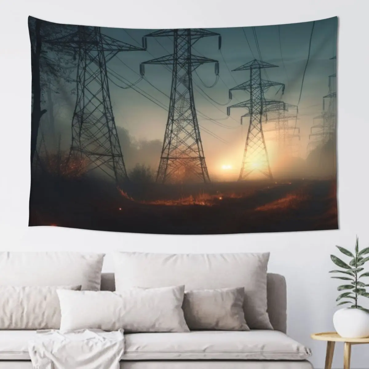 

Pylons at Dusk Tapestry Room Decor Cute Wall Decor Hanging Room Decore Aesthetic Tapestry