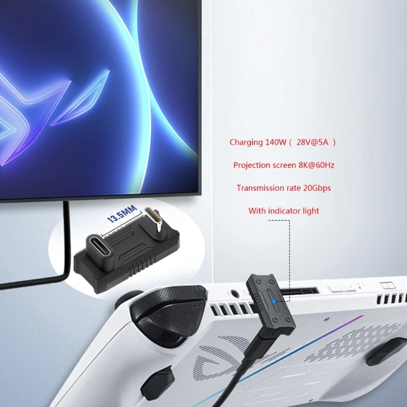 Power Delivery & Fast Data Transfer Adapter Quick Charge & Fast Data Sync Adapter ABS Adapter for Gaming Handheld