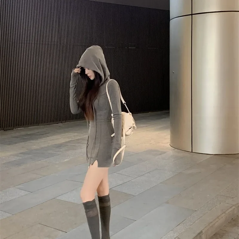 الرغبة النقية طويلة الأكمام مقنعين الرباط اللباس الأمريكية الشارع نمط المرأة ربيع الخريف حار فتاة الخصر حزام ضيق صالح Sho #4