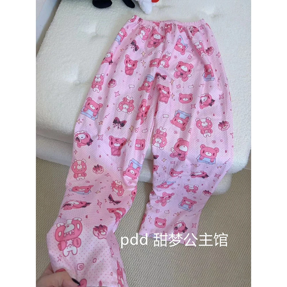 3Pcs Women Kawaii Gloomy Bear Print Pajamas Set Doll Lapel Long Sleeve Trousers Sleepwear Cute Cartoon Loungewear Home Clothes view 4