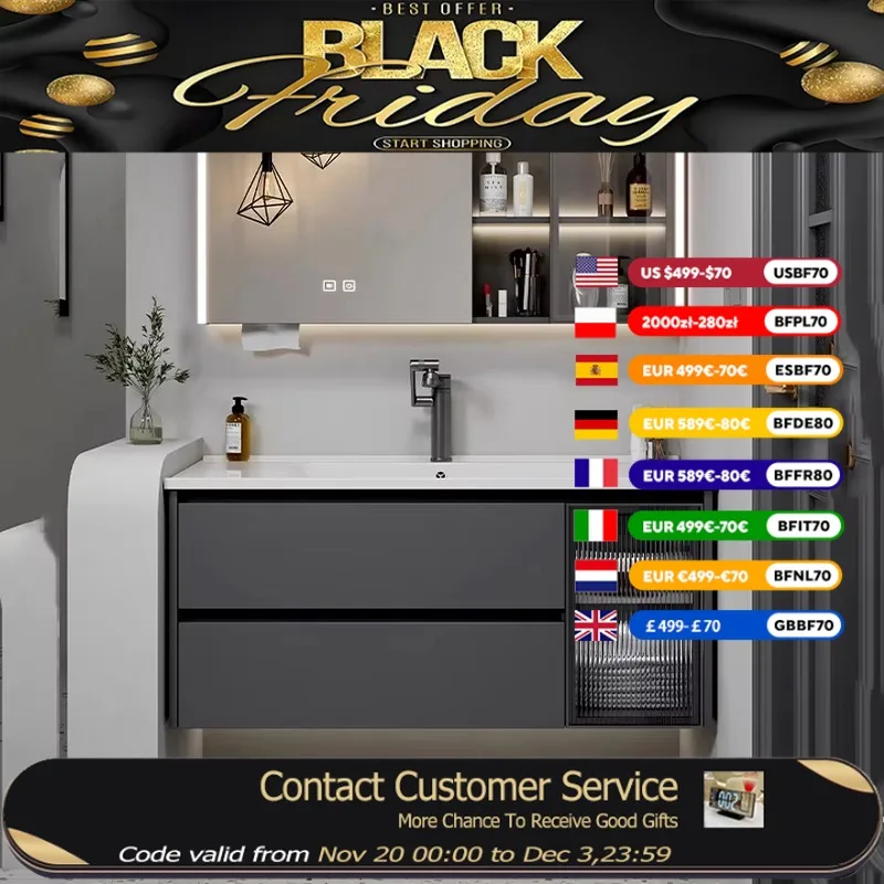 

Lighting Led Vanity Bathroom Cabinet Storage Shelf Drawers Bathroom Vanity Space Saving Luxury Meuble Salle De Bain Furniture