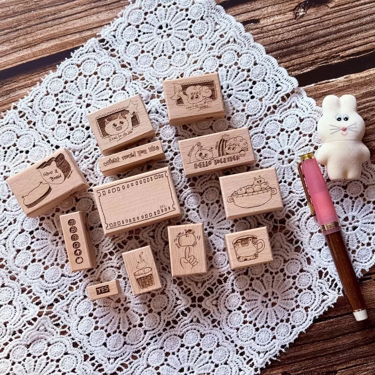 Vintage Lovely Bear Daily Life 2 Wooden Rubber Stamp for DIY Scrapbooking Photo Album Card Making