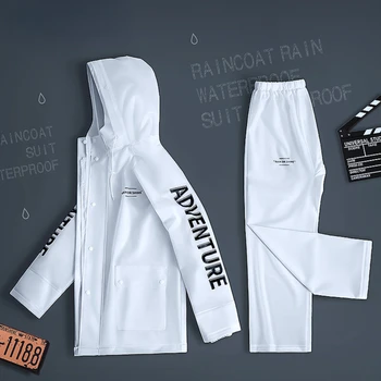 ชุดกันฝนแบบแยกส่วนและ celana hujan ชุดกันฝนสำหรับขี่มอเตอร์ไซค์ผู้ชายทำจากพีวีซีปกป้องแรงงานแบบพับเก็บได้