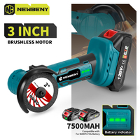 NEWBENY 3 Inch Mini Brushless Electric Angle Grinder Cordless Grinding Machine Cutting Woodworking Tool For Makita Battery Pin