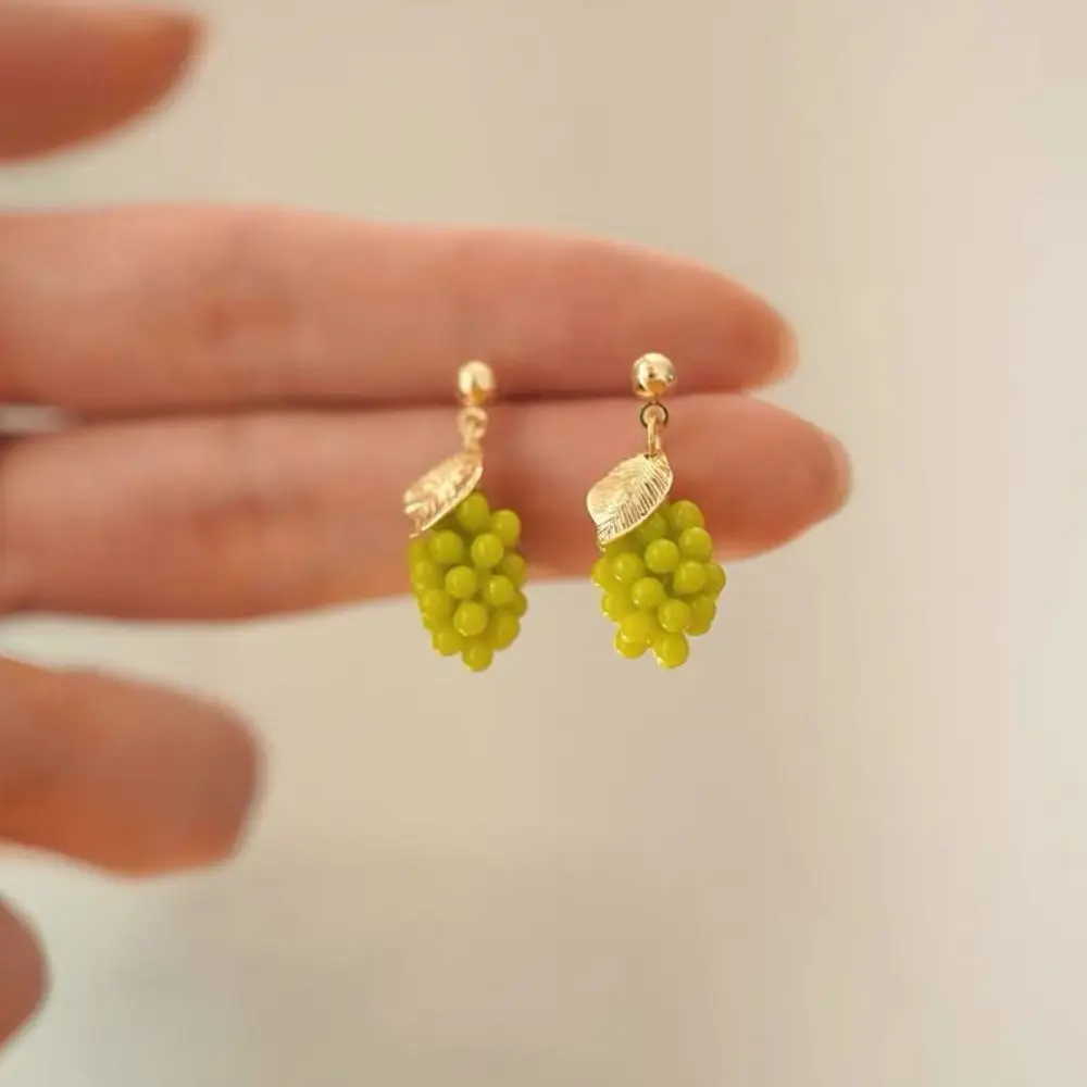 

Cute Fashion Grape Earrings Simple Geometric Grape Ear Studs Elegant Temperament Design Sense Grape Dangle Earrings Summer