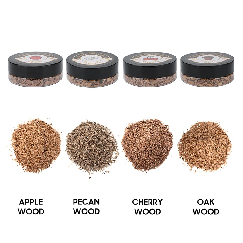 Smoked Wood Shavings Set For Whiskey Cocktails 4Pcs Oak Apple Cherry Walnut Additive Free Raw Wood For Molecular Gastronomy